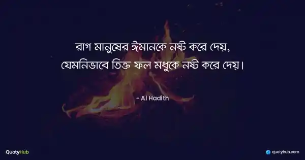 রাগ মানুষের ঈমানকে নষ্ট করে দেয়, যেমনিভাবে তিক্ত ফল মধুকে নষ্ট করে দেয়। - আল হাদিস