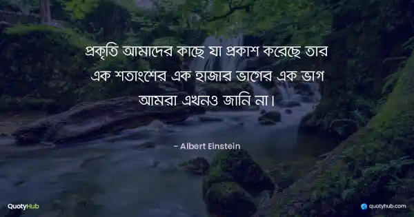 প্রকৃতি আমাদের কাছে যা প্রকাশ করেছে তার এক শতাংশের এক হাজার ভাগের এক ভাগ আমরা এখনও জানি না। - Albert Einstein