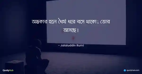 অন্ধকার হলে ধৈর্য ধরে বসে থাকো; ভোর আসছে। - Jalaluddin Rumi