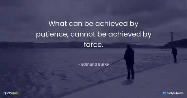 What can be achieved by patience, cannot be achieved by force. - Edmund Burke