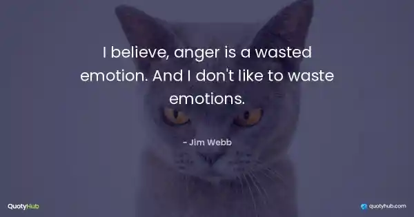 I believe, anger is a wasted emotion. And I don't like to waste emotions. - Jim Webb