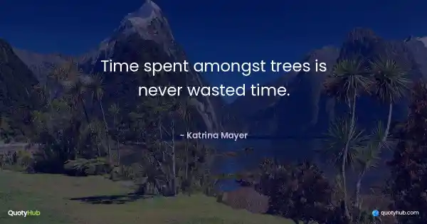 Time spent amongst trees is never wasted time. - Katrina Mayer
