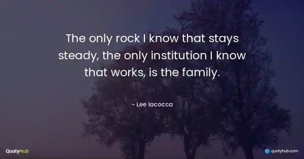 The only rock I know that stays steady, the only institution I know that works, is the family. - Lee Iacocca